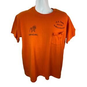 Vintaage Official English Bulldog Roundup Single Stitch USA Made Large Orange